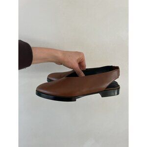 $565 Creatures of Comfort LD Tuttle Brown Leather Sling back Flats Womens 41 10